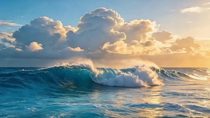 落日碧海惊涛