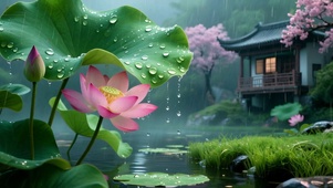 雨中荷花