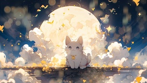 4K 月下猫咪
