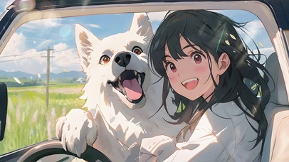 女孩和她的狗狗