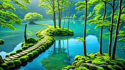 护眼湖泊森林