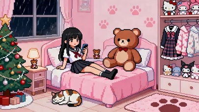 像素风圣诞少女卧室