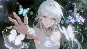 白发吊带裙女孩