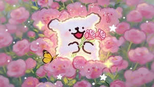 花丛里的线条狗