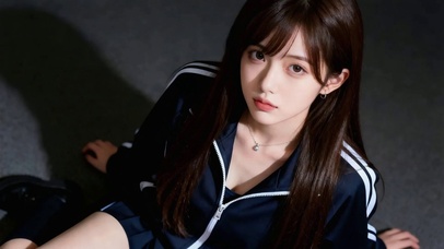 仰面眨眼女生
