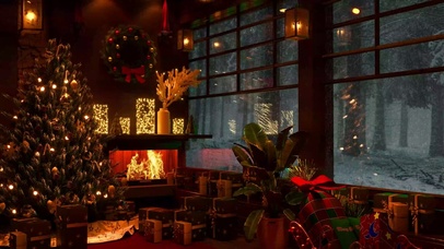 冬天温暖的圣诞小屋