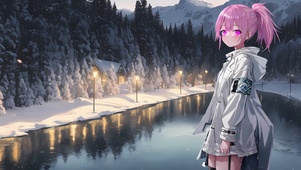 4k 二次元美少女 雪天 