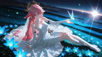 荧光花海婚纱神子