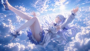 云端坠落的蓝发二次元少女