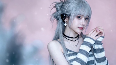 奶奶灰发色清纯纯欲毛衣女孩