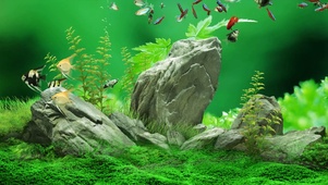 4k水草假山鱼