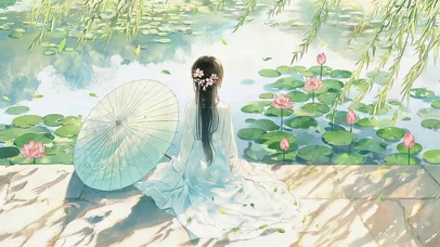 荷塘边女孩