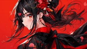 美少女红色玫瑰花唯美青春