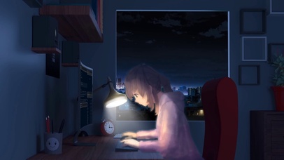 夜晚加班的女孩