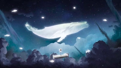 唯美插画天空鲲