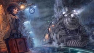 雨天旅途少女