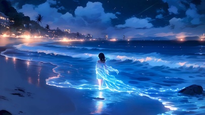 夜晚海边