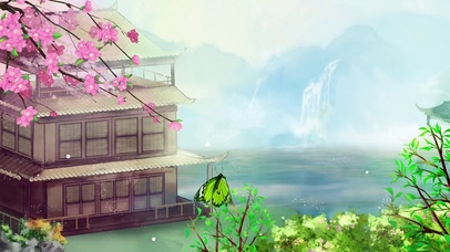 中国风蝴蝶水墨山水