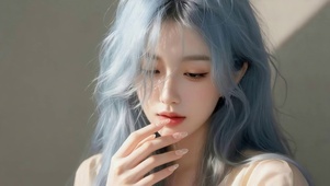 治愈蓝发女孩