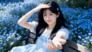 花海里的少女