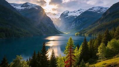 山涧湖光