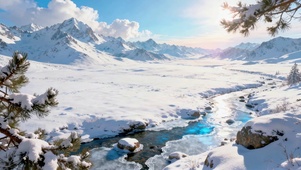雪山冰川晨景