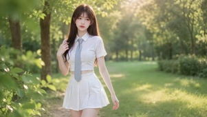林间阳光清纯美少女