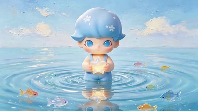 水面涟漪蓝发精灵