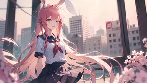 粉发兔耳少女