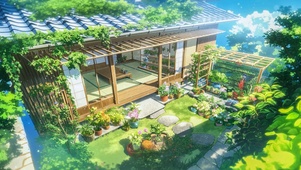 夏日木屋庭院