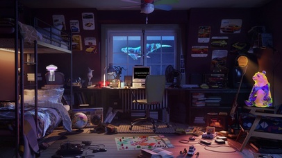 4K炫酷赛博朋克游戏房间