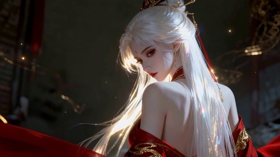 白发红衣古风美人