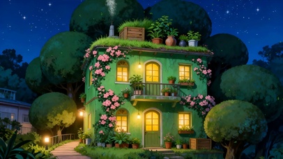 夜景树木房屋绿景