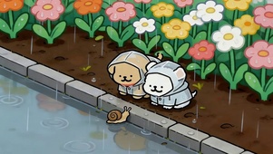 雨天可爱线条狗