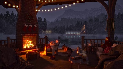 雪天湖畔温馨小屋