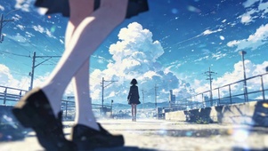 晴空下的二次元少女漫步