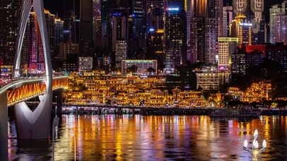 重庆洪崖洞夜景渝中区凔百路夜景