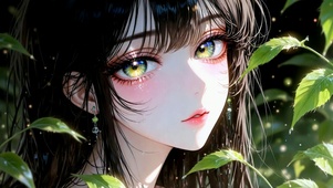 林间清新绿瞳少女