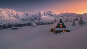 4K窗外雪景