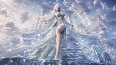 云巅水晶天宫白发女神