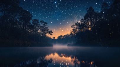 纯净星空森林河畔