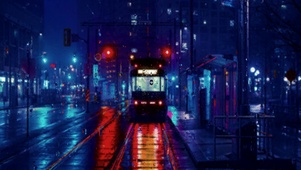 车站雨夜玻璃雨滴