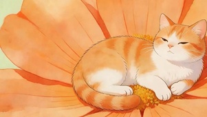 护眼花朵上猫咪带鱼屏