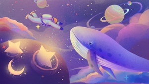 插画太空鲸鱼系列-03/3
