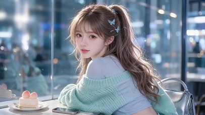 清新薄荷甜点少女