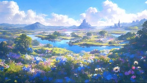 阳光鲜花湿地