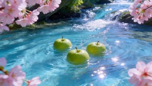 樱花水潭青苹果