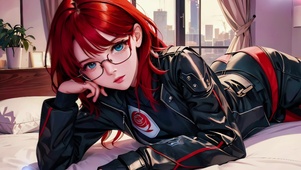 戴眼镜的红发美少女