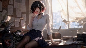 窗边叼棒棒糖