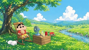 蜡笔小新夏日悠闲野餐